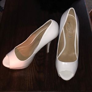 White aldo heels